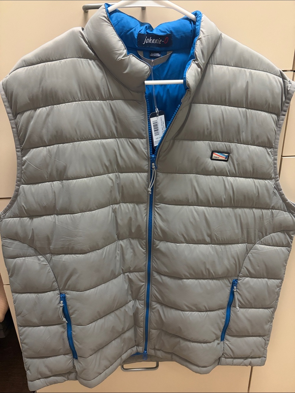 Johnnie-O Men's Hudson Puffer Vest Size XL Light Gray NWT